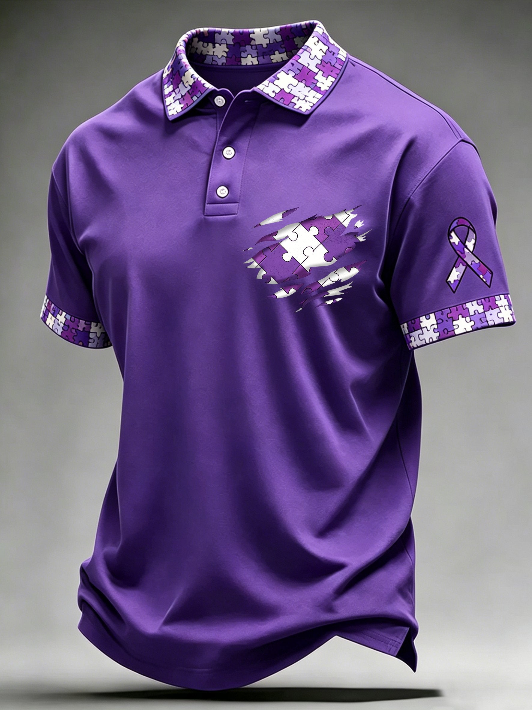 Men's Alzheimer's Awareness Printed Polo Shirt