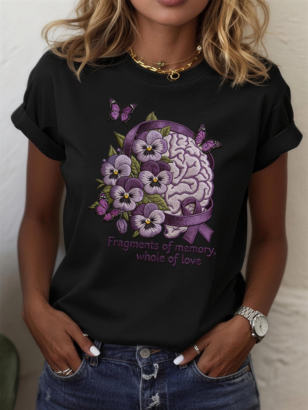 Women's Alzheimer's Awareness Crew Neck Short-Sleeve T-Shirt