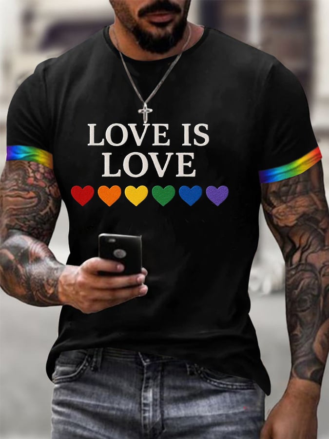 Men's Love Is Love Print Crew Neck T-Shirt