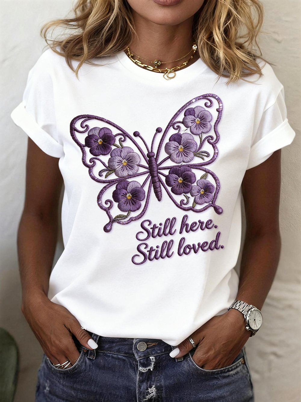 Women's Alzheimer's Awareness Crew Neck Short-Sleeve T-Shirt