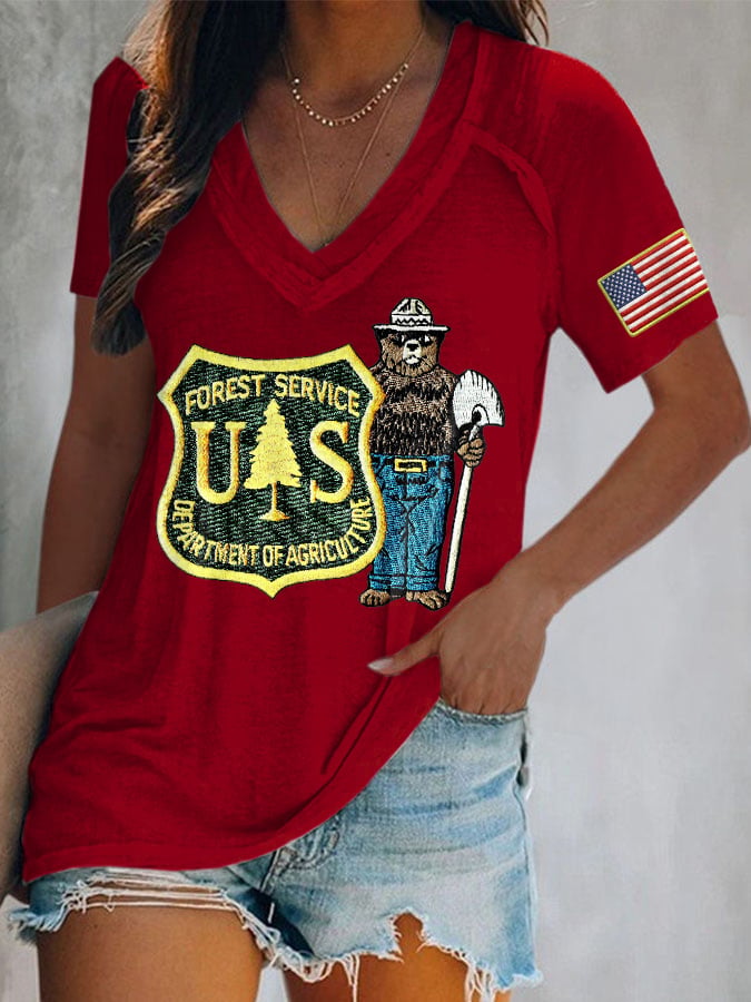 Retro Save The Forest Service Print T-Shirt