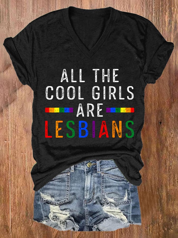 Women's Pride Month Printed V Neck Short Sleeve T-Shirt