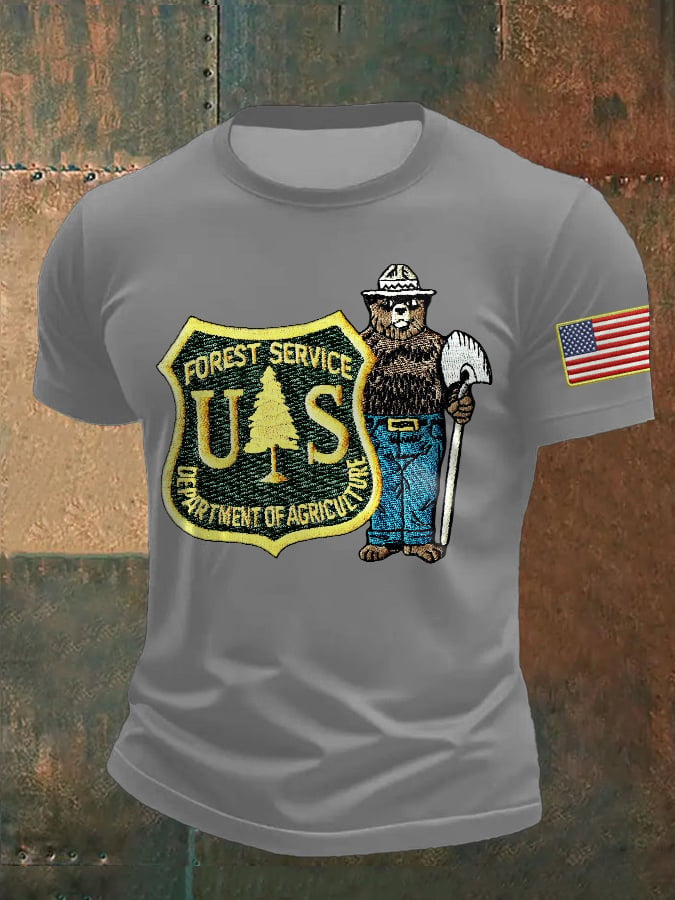 Men's Retro Save The Forest Service Print T-Shirt