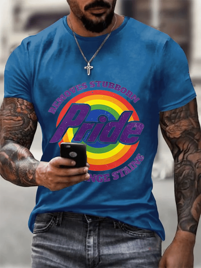 Men's Pride Rainbow Print Casual Crew Neck T-Shirt