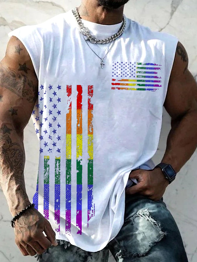 Men'S Casual LGBT Pride Month Flag Printed Vest