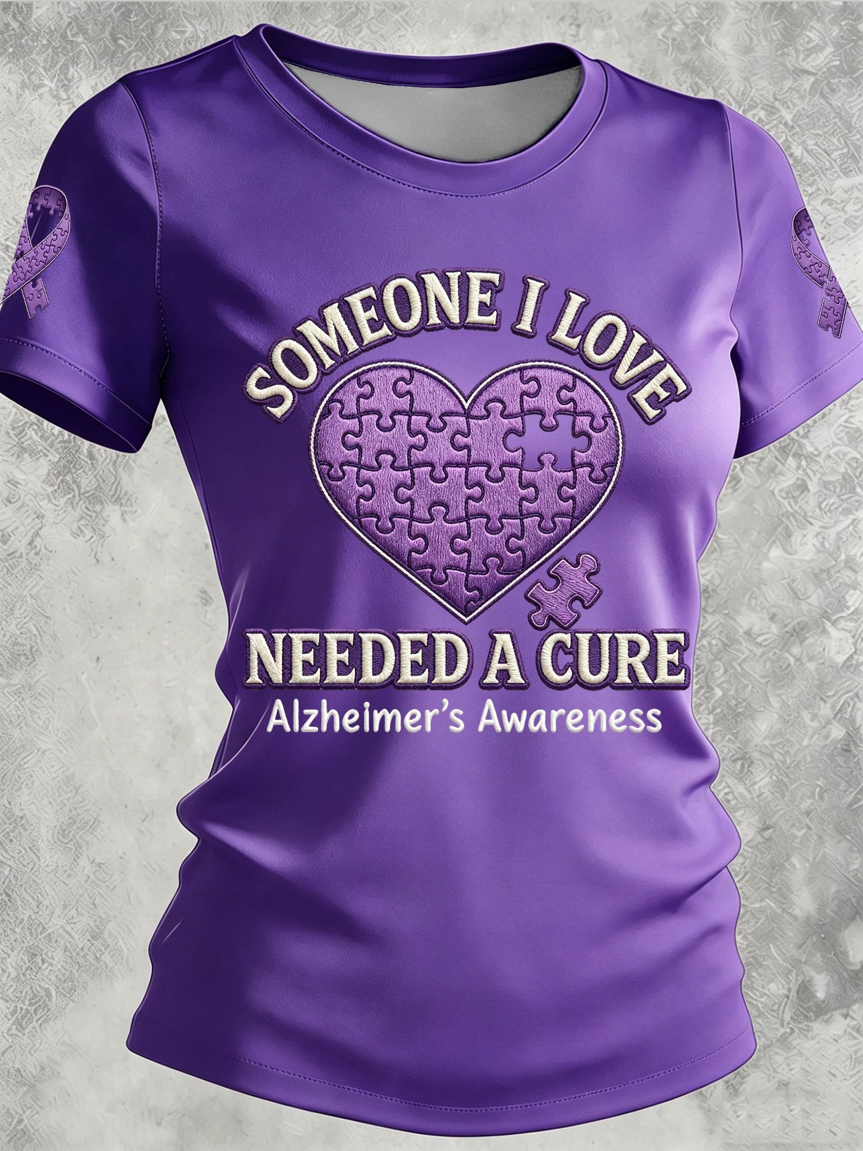 Women's Alzheimer's Awareness Print Casual Crewneck Top