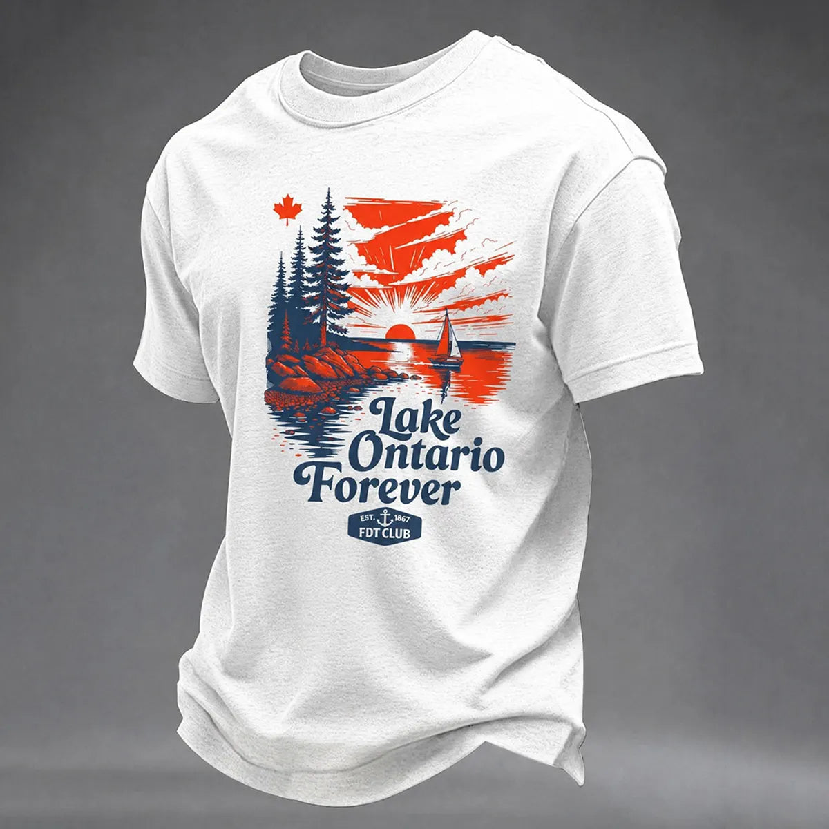 Men's Lake Ontario Casual Art Printed T-shirt