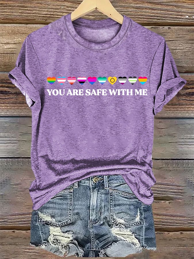 Women's  YOU ARE SAFE WITH ME  Print T-Shirt