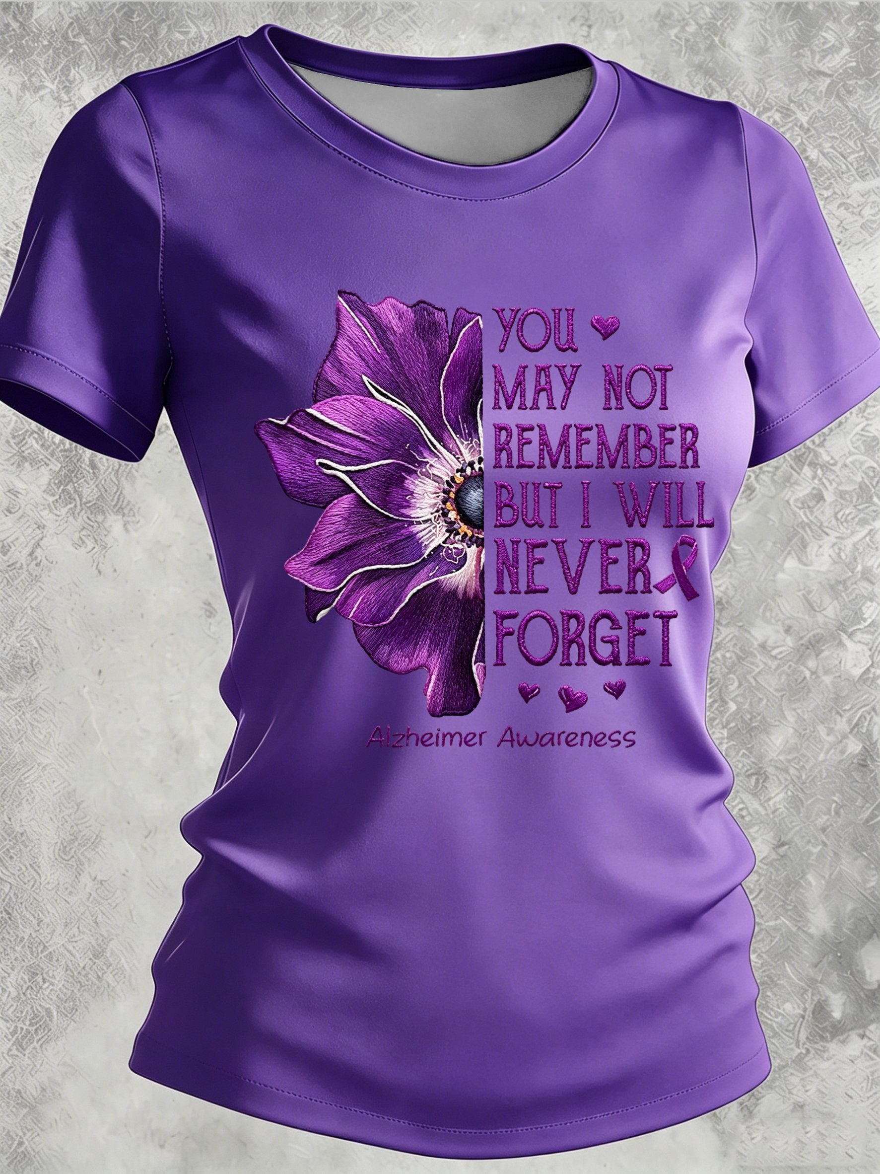 Women's Alzheimer's Awareness Print Casual Crewneck Top