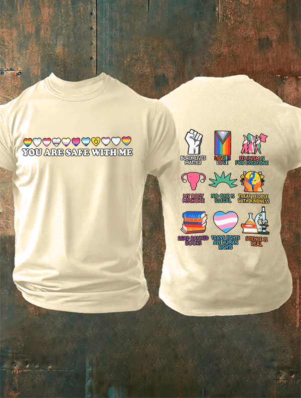 Men's  You are safe with me  Printed  T-Shirt