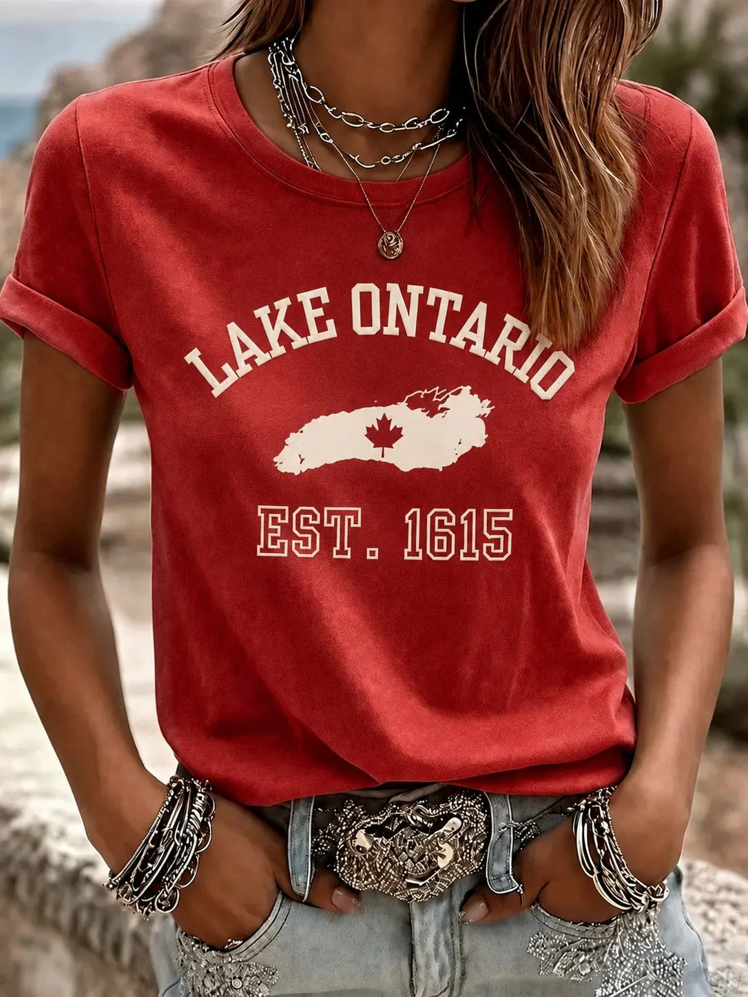Women's Vintage 1615 Ontario Printed Top
