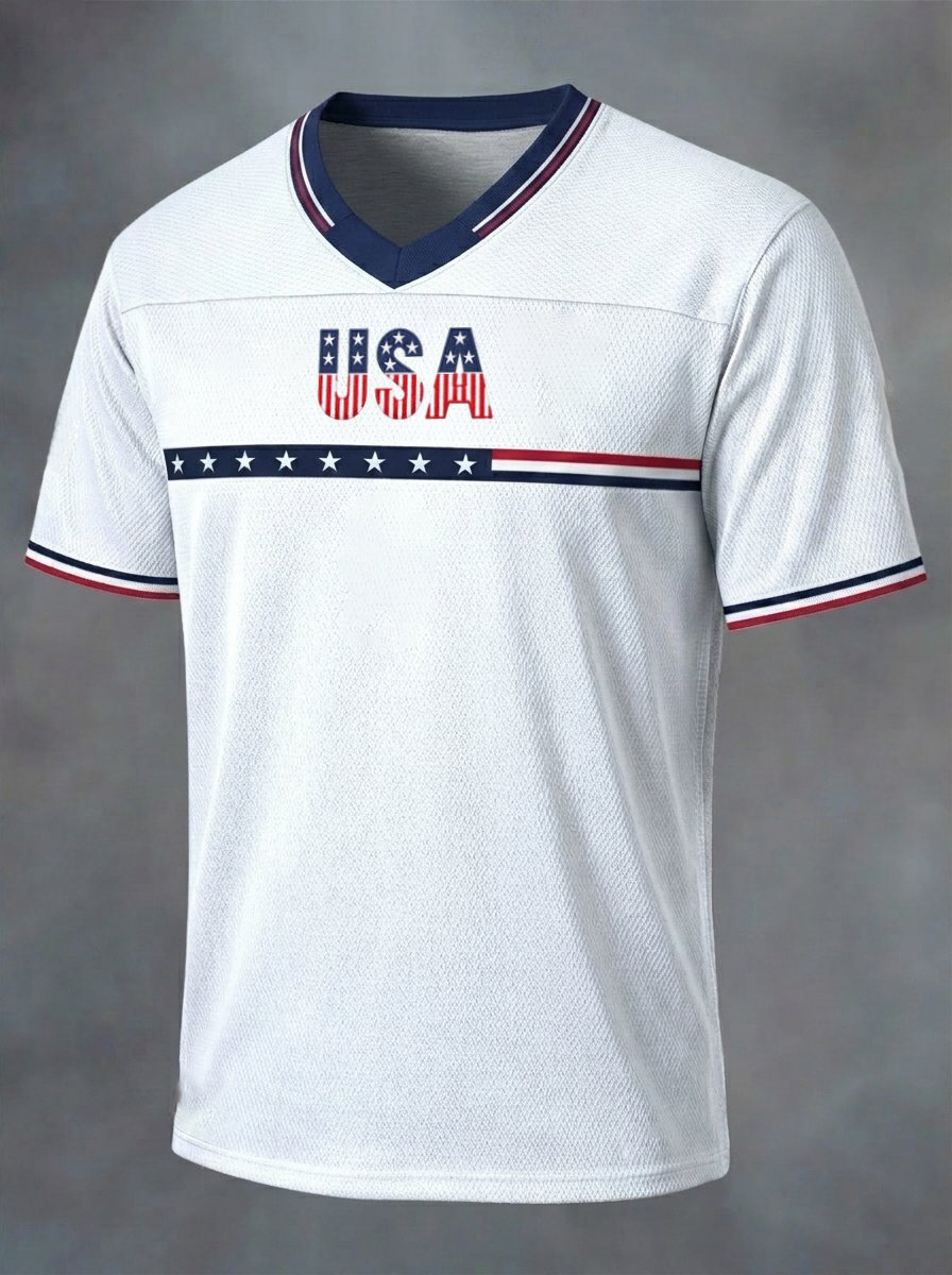 Men's American Soccer World Cup Short-Sleeved Sports T-Shirt
