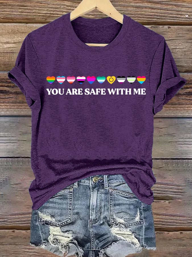 Women's  YOU ARE SAFE WITH ME  Print T-Shirt