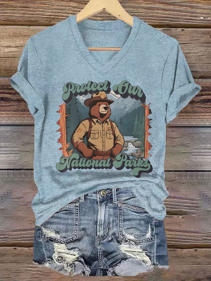 Women's National Park Print Casual T-Shirt