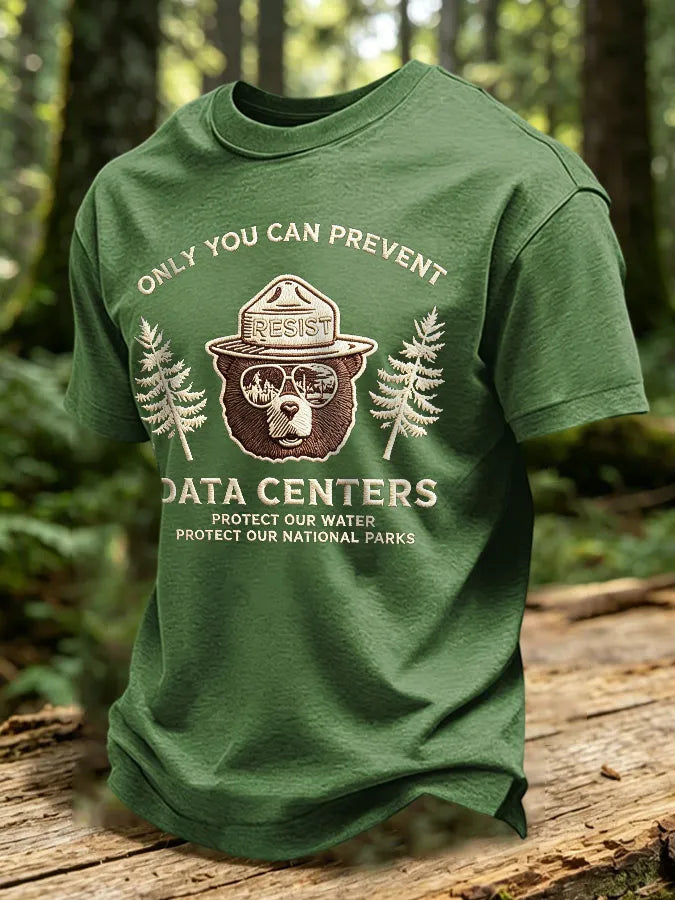 Men's Retro Only You Can Prevent Data Centers. Protect Our Water. Protect Our National Parks Print T-Shirt