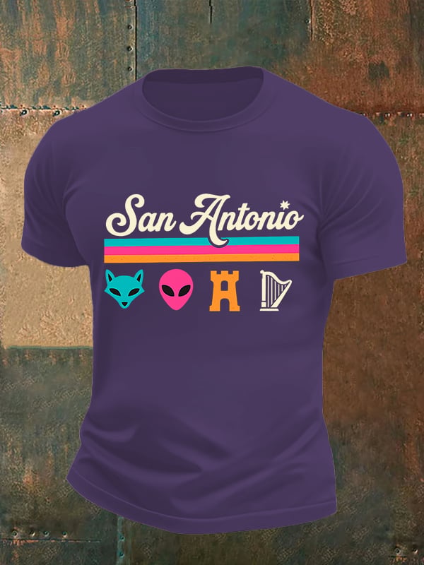 Men's San Print Round Neck T-shirt
