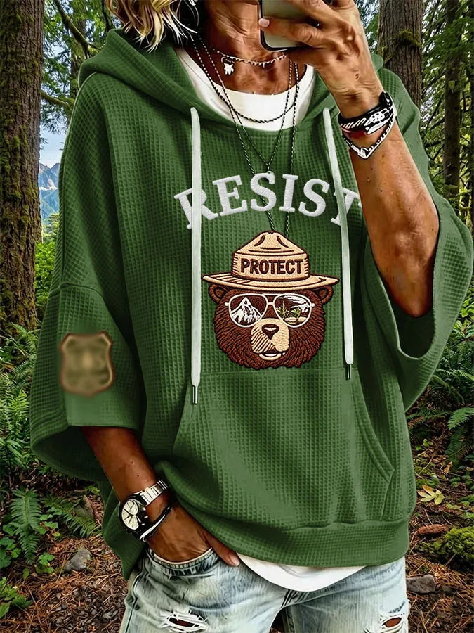 Women's Retro Protect Our Forest Print Hoodie