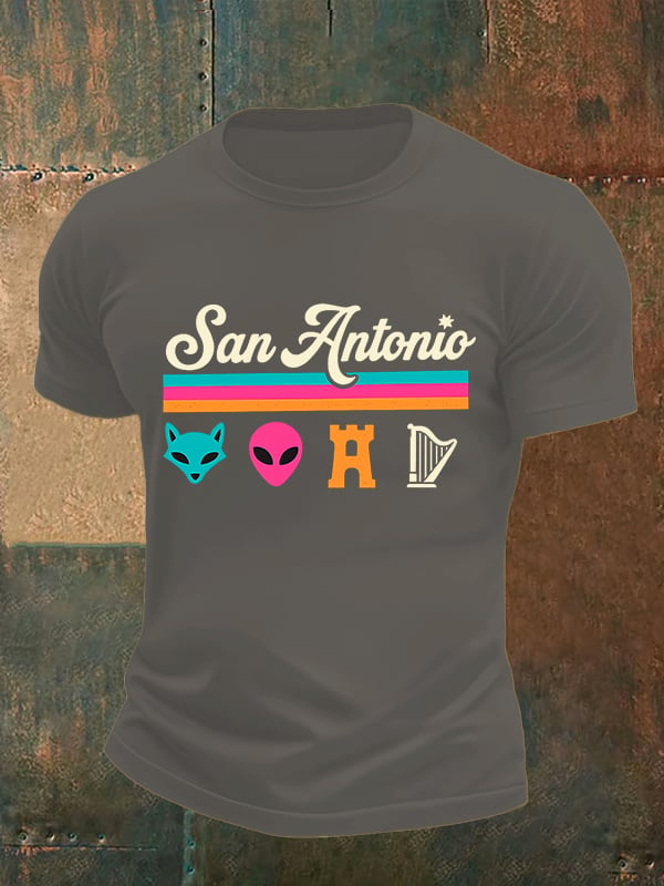 Men's San Print Round Neck T-shirt