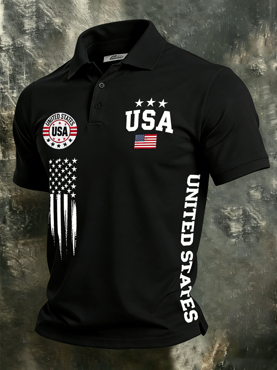 Men's United States USA Flag Print Polo Shirt