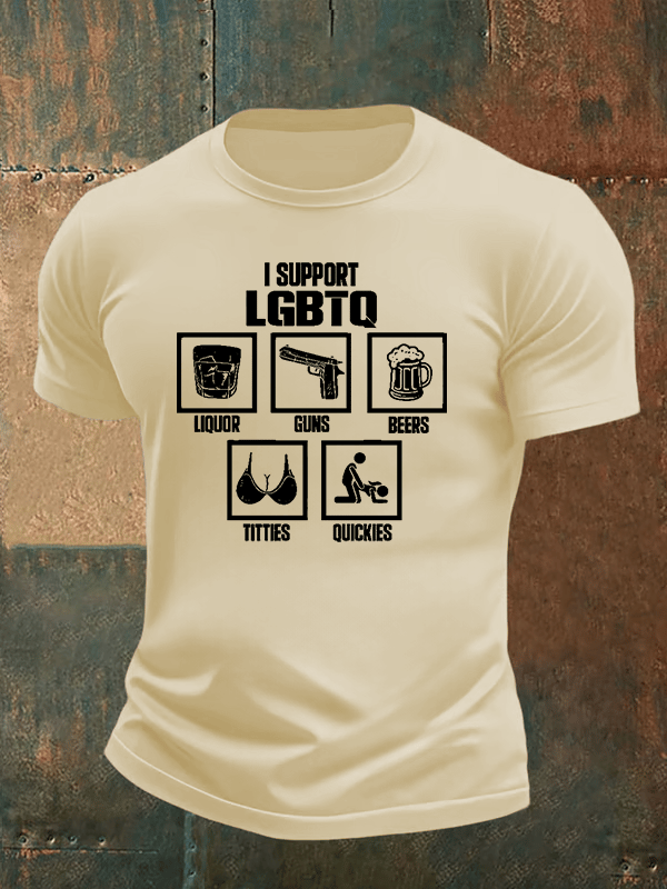 Men's  I SUPPORT LGBTQ Printed T-Shirt
