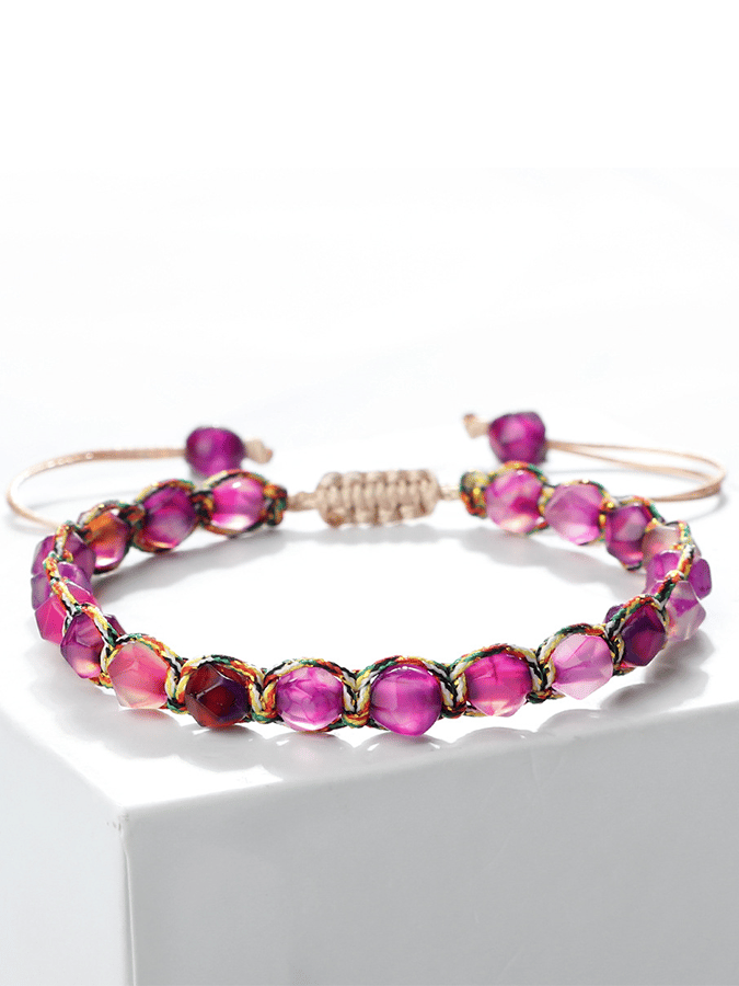 Alzheimer's Disease Awareness — Braided Wristband with Faceted Beads