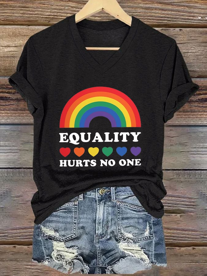Women's Equality Hurts No One Print V-Neck T-Shirt