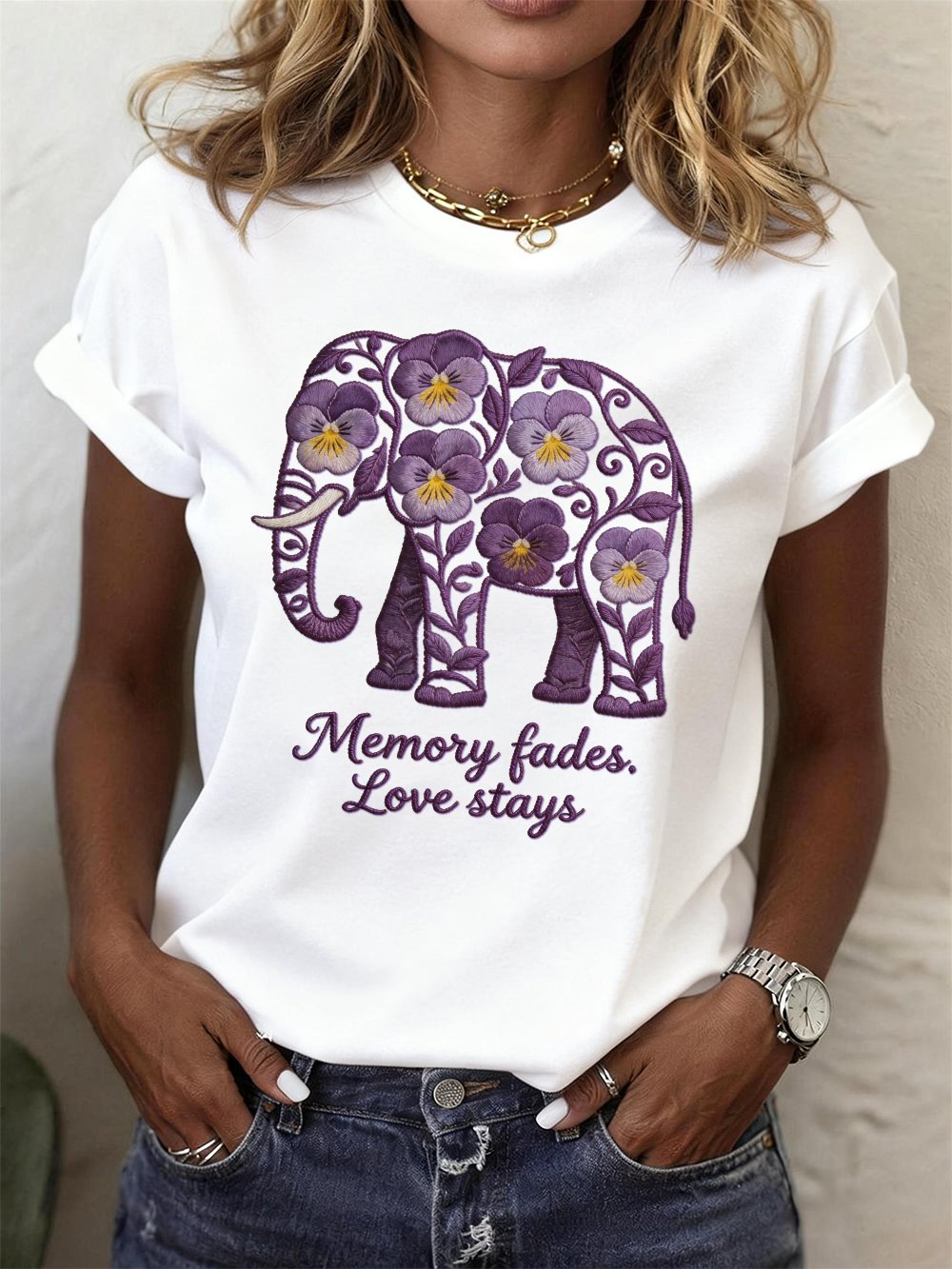 Women's Alzheimer's Awareness Crew Neck Short-Sleeve T-Shirt