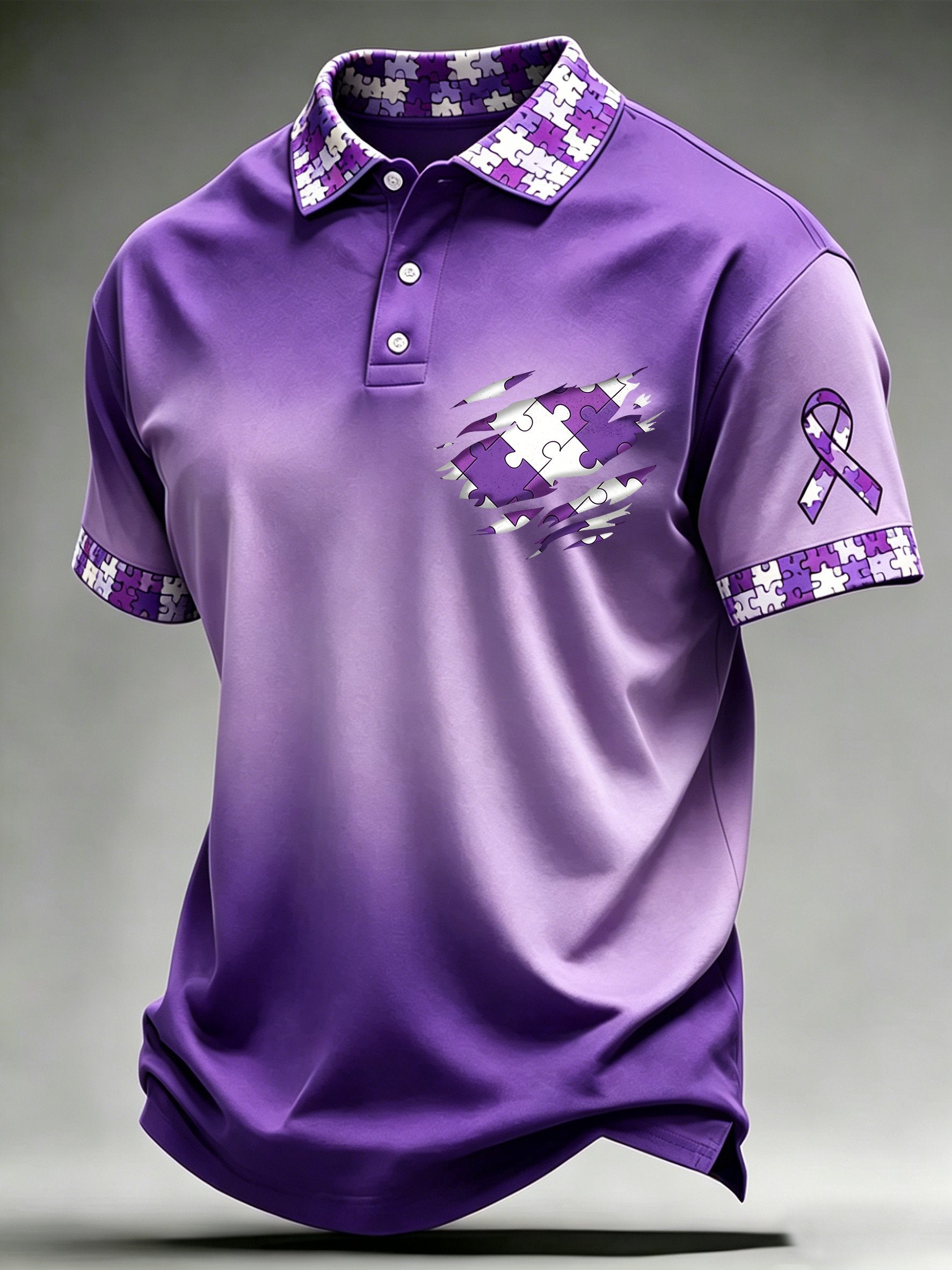 Men's Alzheimer's Awareness Printed Polo Shirt