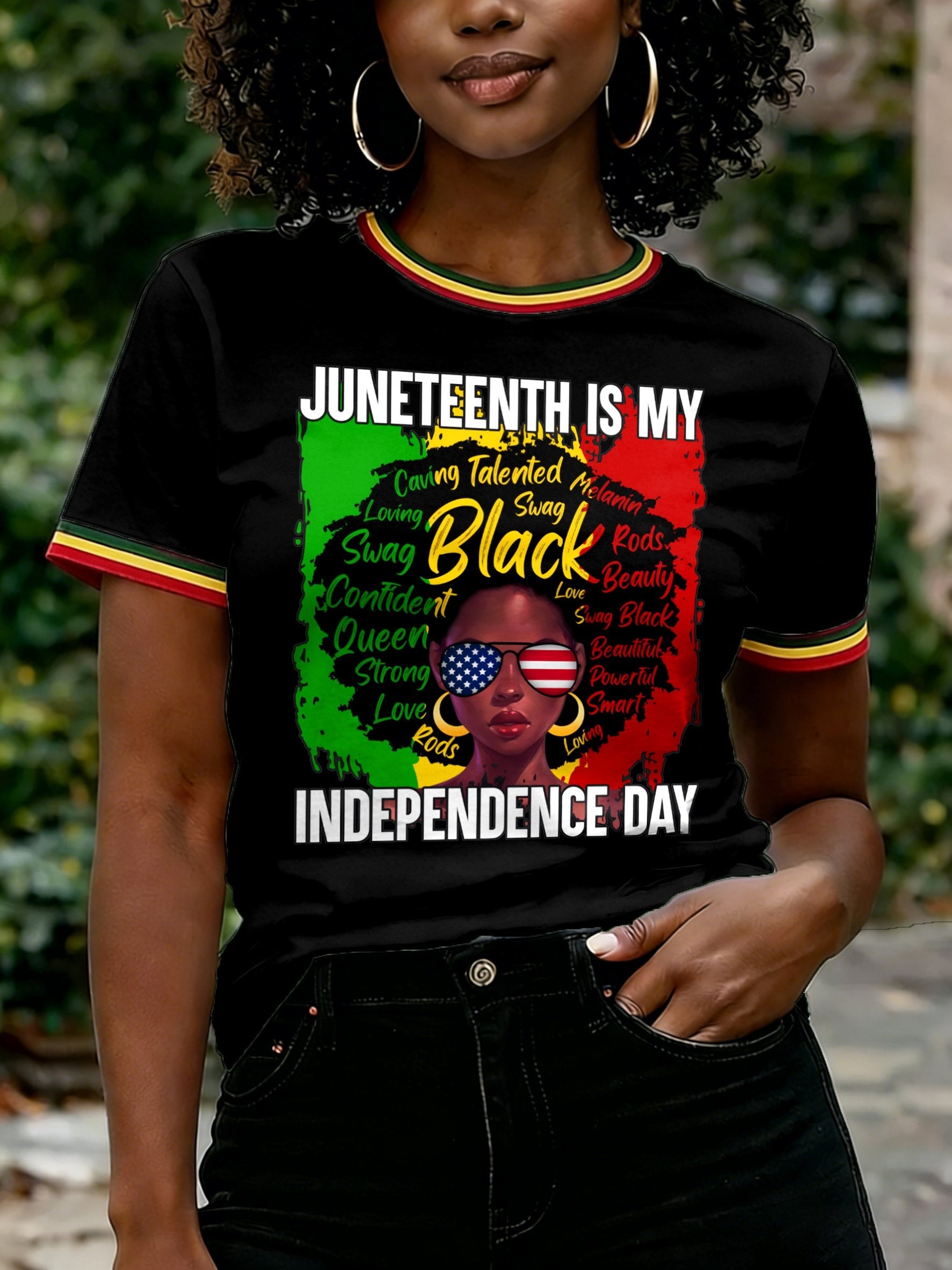 Women's Juneteenth Is My Independence Day Print Casual T-shirt