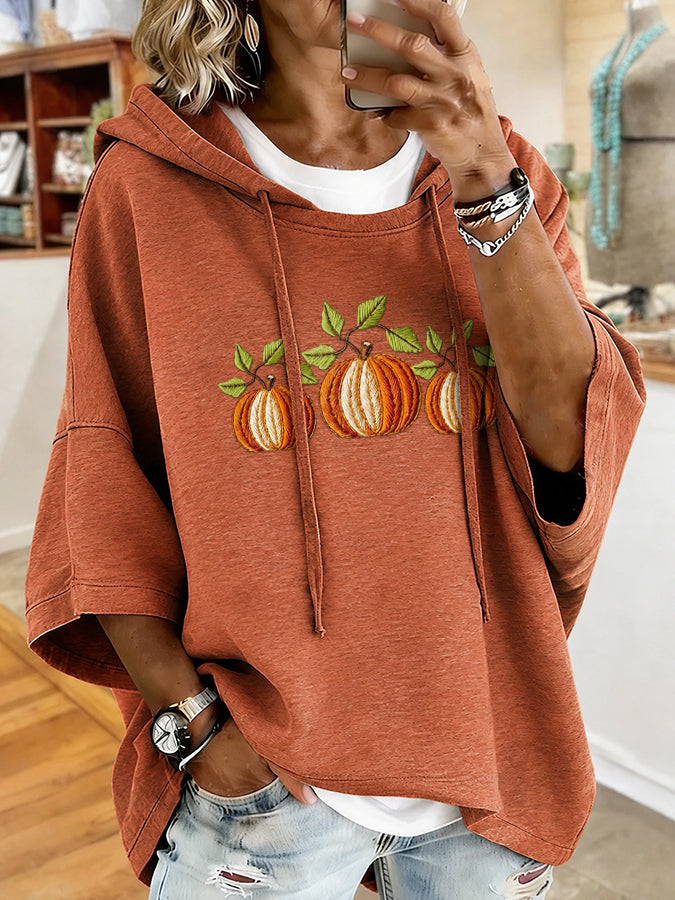 Women'S Casual Pumpkin Print Hoodie