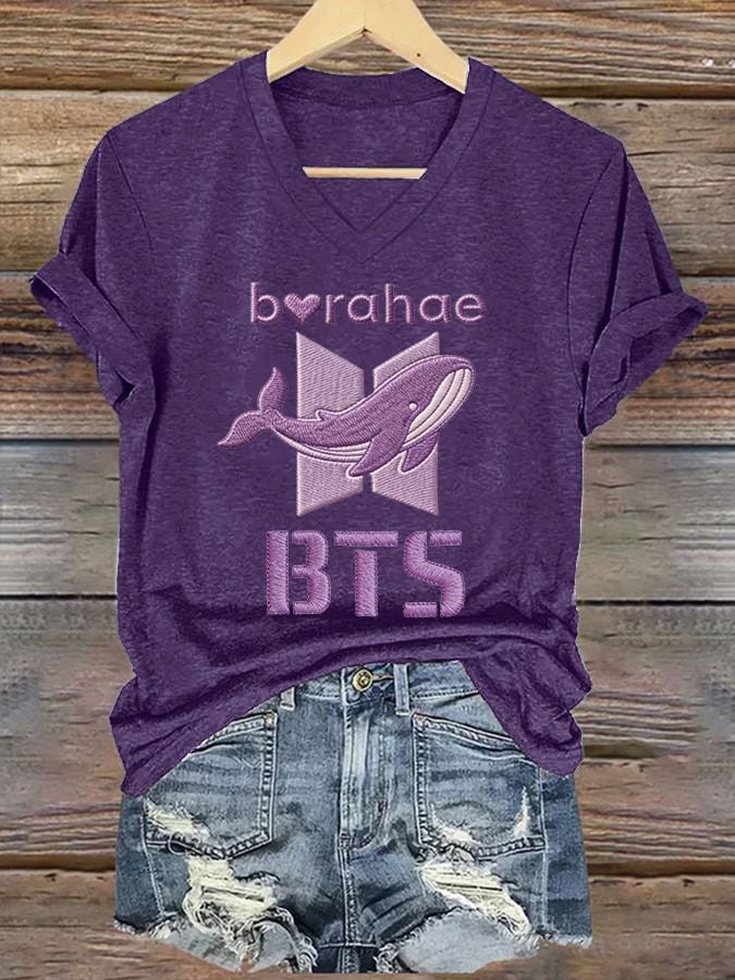 Women's K-pop Print Short-sleeved T-shirt