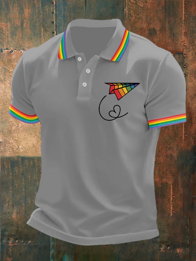 Men's Gay Pride Print  Polo Shirt