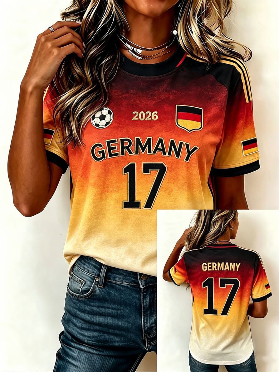 Women's Stylish Germany National Football Team Fan T-Shirt – Crew Neck, Short Sleeve