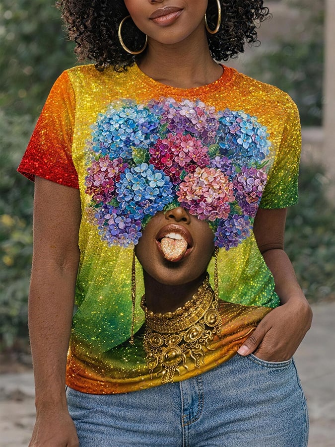 Women's Juneteenth Print Casual T-shirt