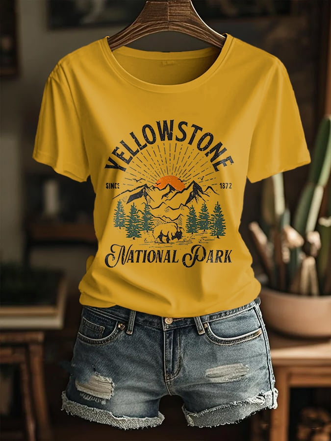 Women's National Park Print Casual T-Shirt
