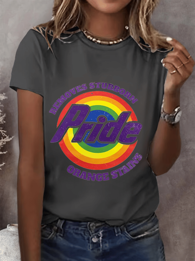 Women's Pride Rainbow Print Casual Crew Neck T-Shirt
