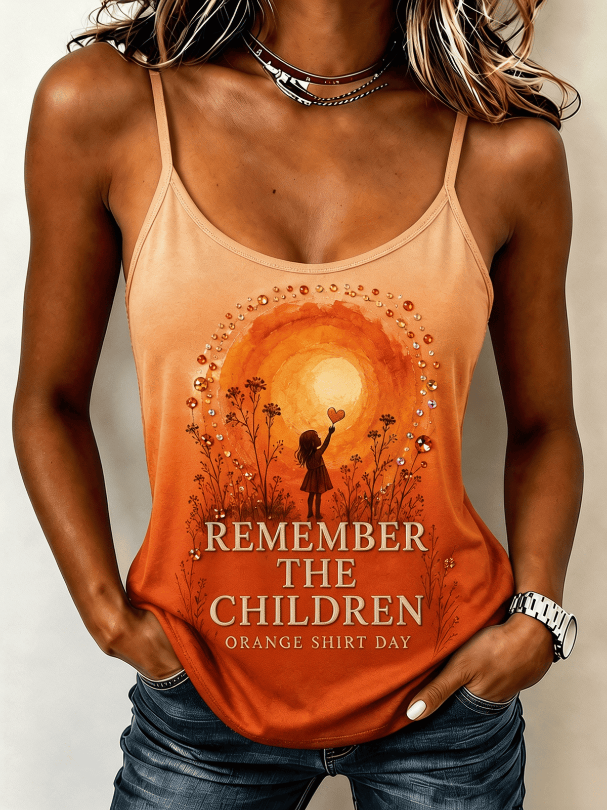Women's Orange Shirt Day Print Tank Top