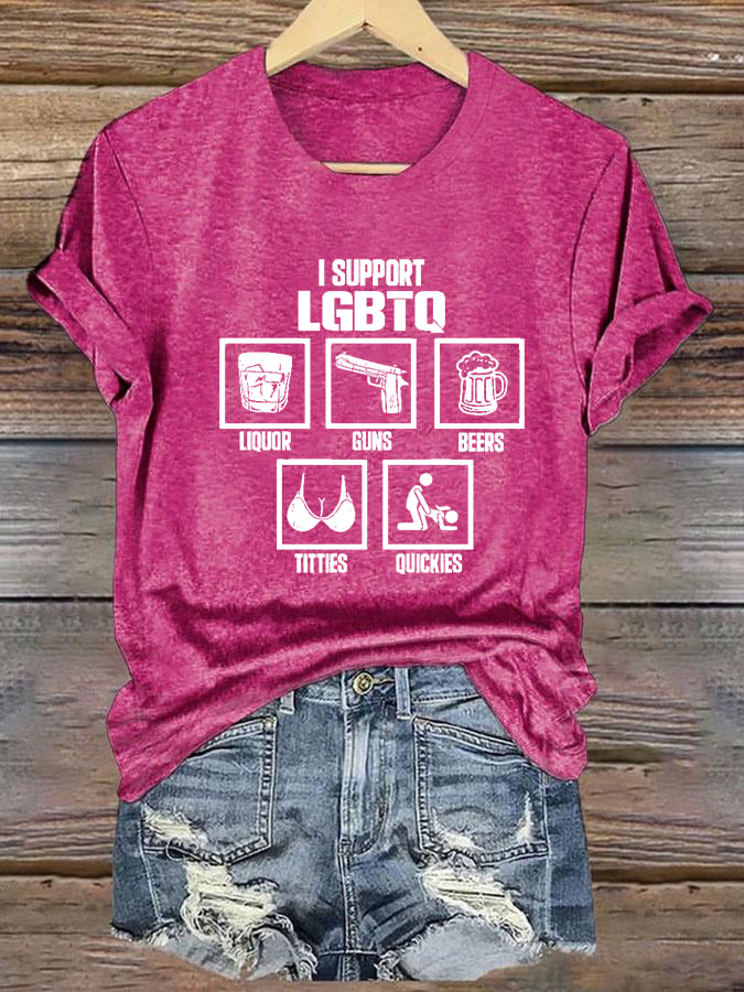 Women's  I SUPPORT LGBTQ Printed T-Shirt