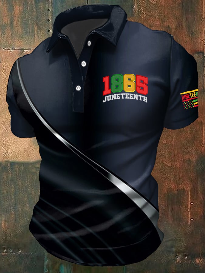 Men's Juneteenth Print  Casual Polo Shirt