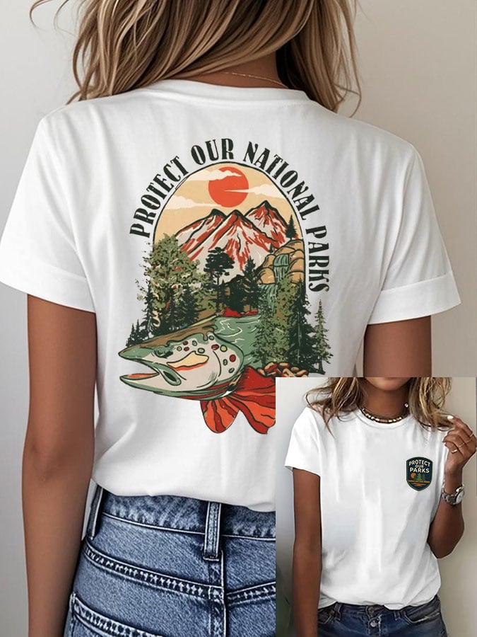 Women's National Park Printed Casual T-Shirt
