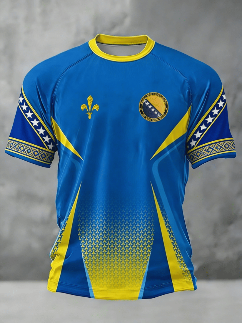 Men's Bosnia ZMAJEVI Football Lover Print Gift For Soccer Fans Casual T-shirt