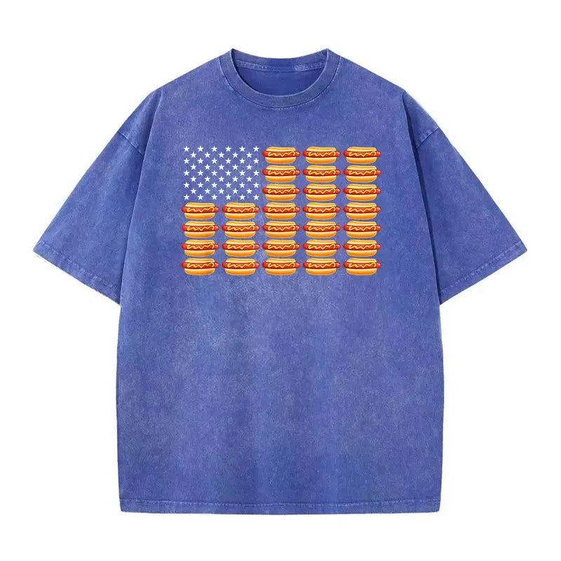 Hot Dog American Flag July 4th Patriotic Summer BBQ Funny T-Shirt