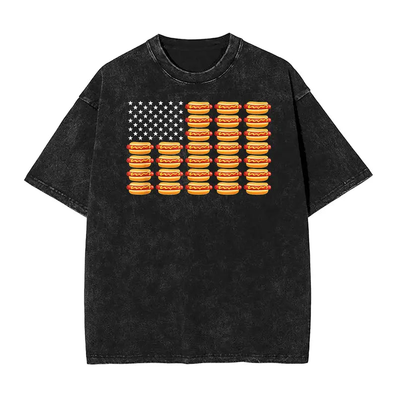 Hot Dog American Flag July 4th Patriotic Summer BBQ Funny T-Shirt