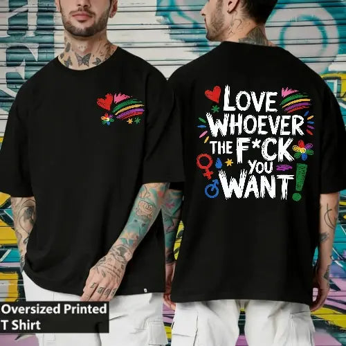 LGBTQ Love Pride Month Double-Sided Print Shirt, Love Whoever You Want Tee for Women and Men, Gay Pride Support Shirt