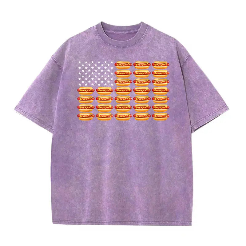 Hot Dog American Flag July 4th Patriotic Summer BBQ Funny T-Shirt