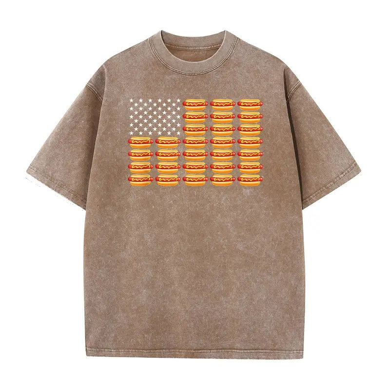 Hot Dog American Flag July 4th Patriotic Summer BBQ Funny T-Shirt