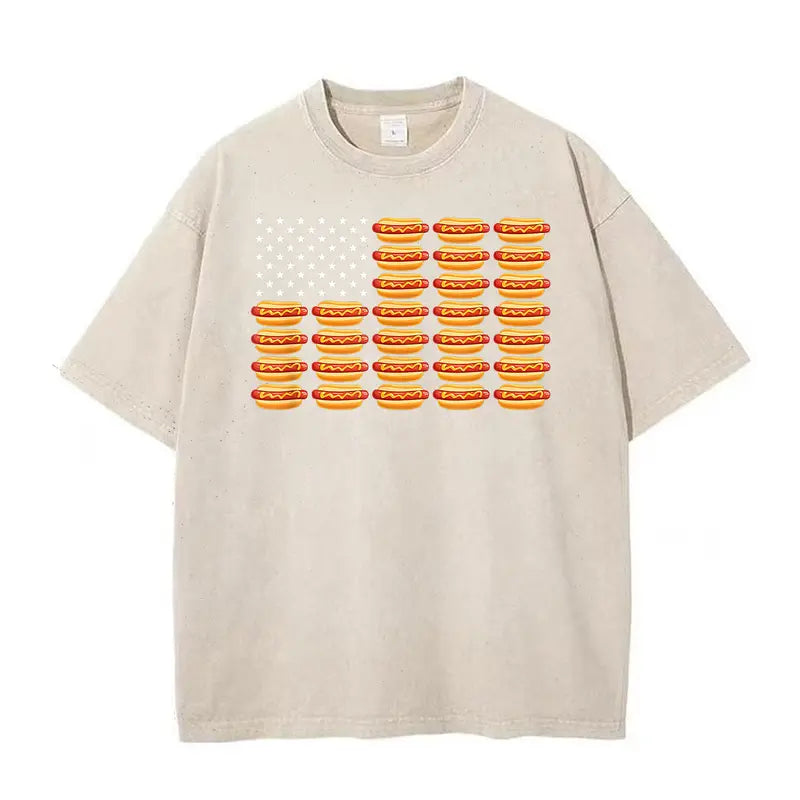 Hot Dog American Flag July 4th Patriotic Summer BBQ Funny T-Shirt