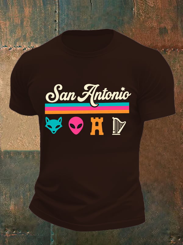 Men's San Print Round Neck T-shirt