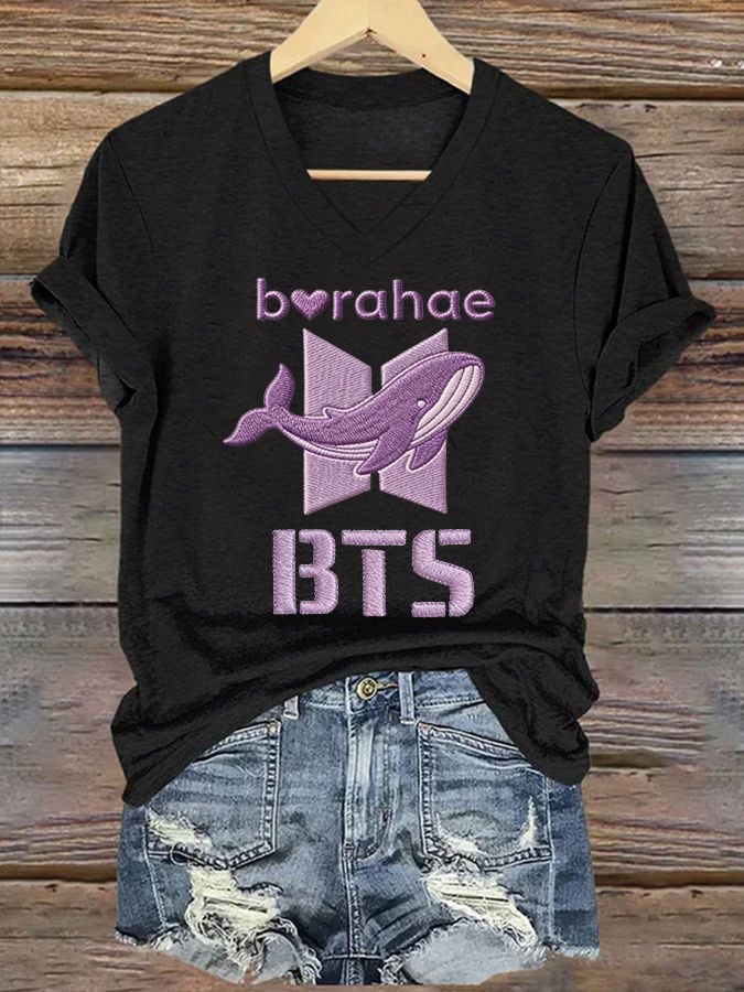 Women's K-pop Print Short-sleeved T-shirt