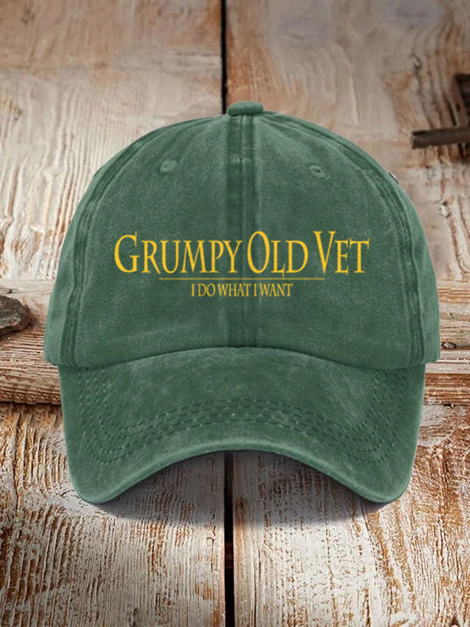 Men's Vintage Grumpy OLD Vet Print Hat